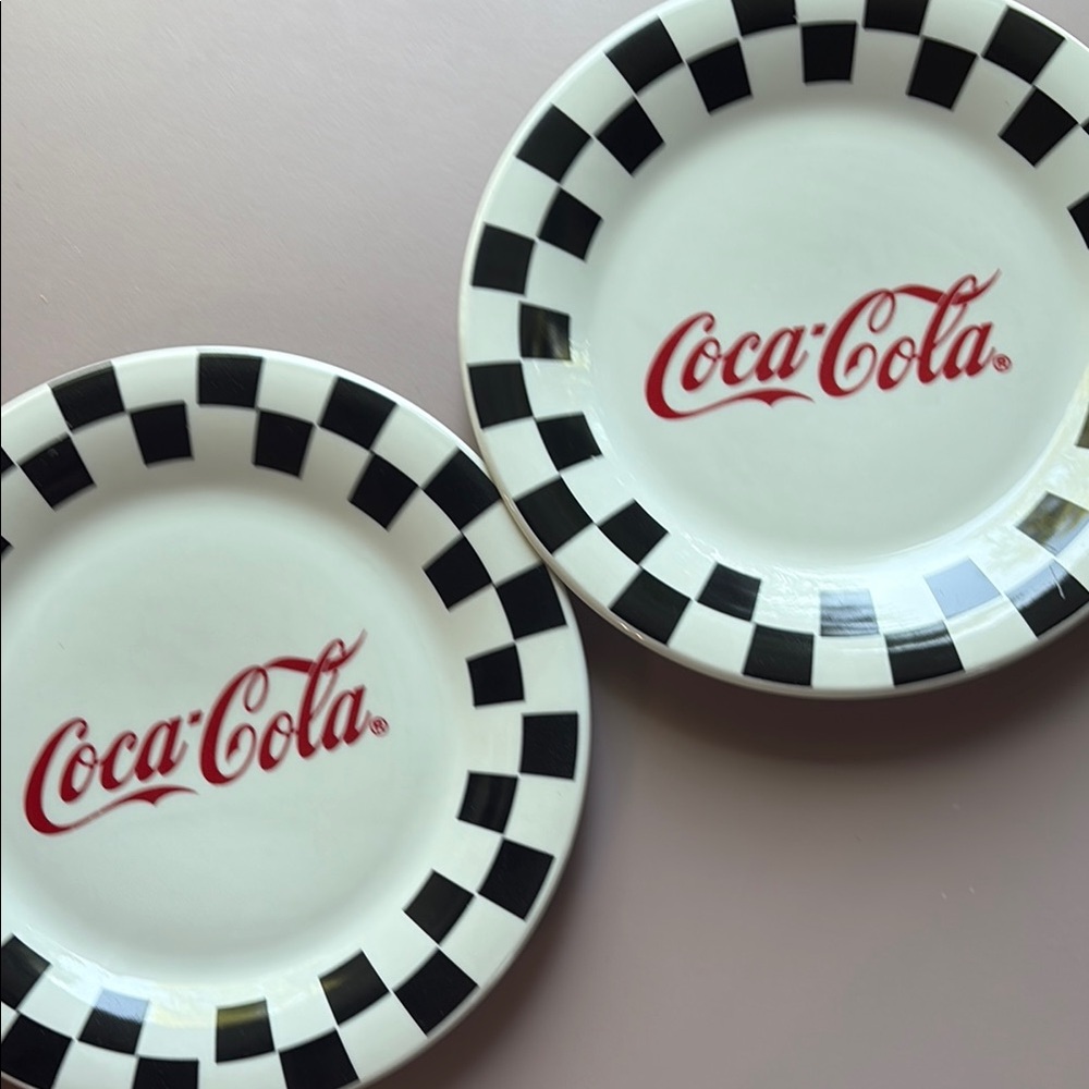 Coca Cola Black and White Checkered Plates